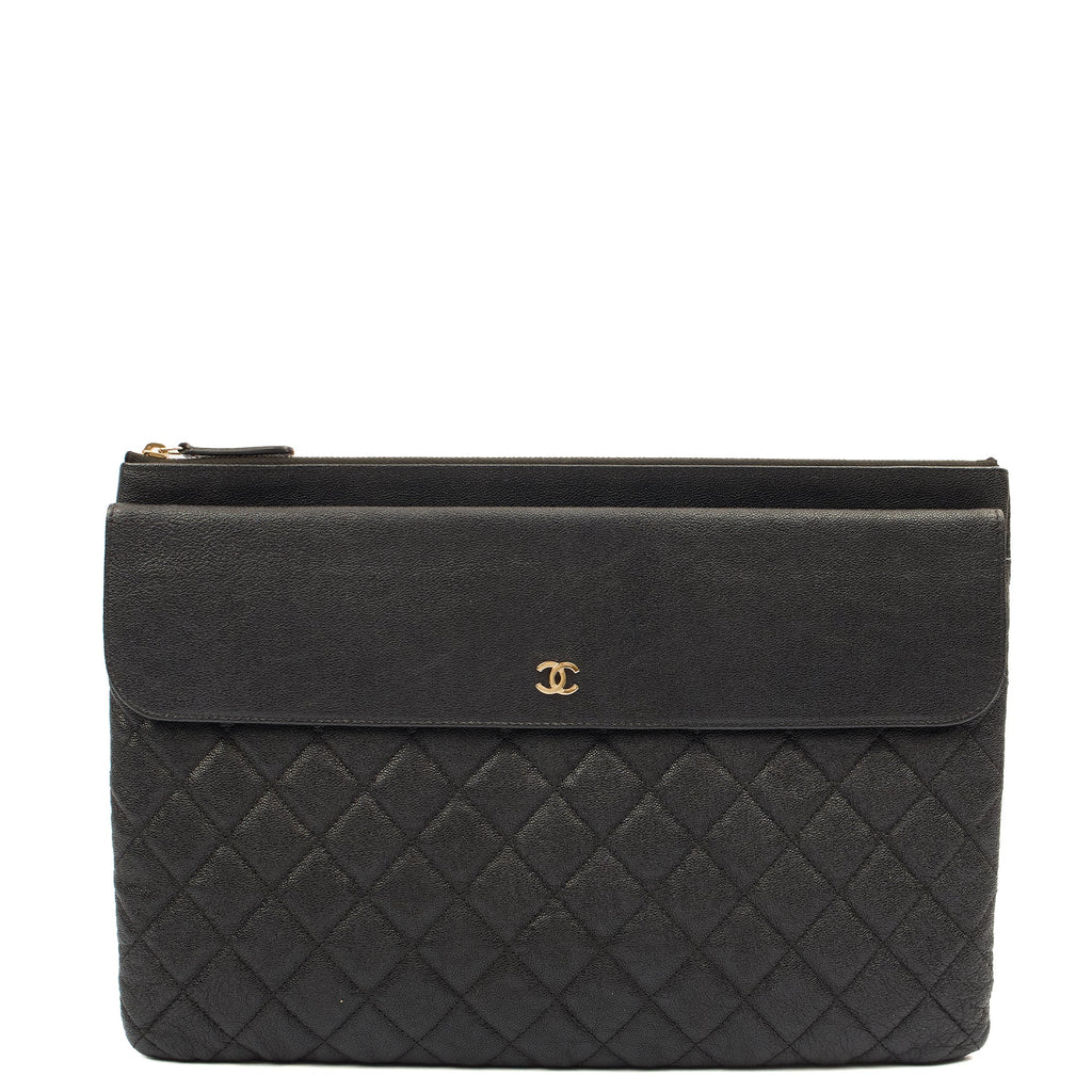 Chanel Clutch Pouch in Black, Caviar Leather — Alternate View 9