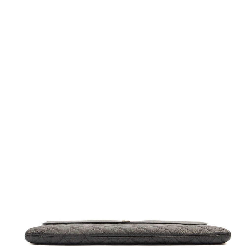 Chanel Clutch Pouch in Black, Caviar Leather — Top View