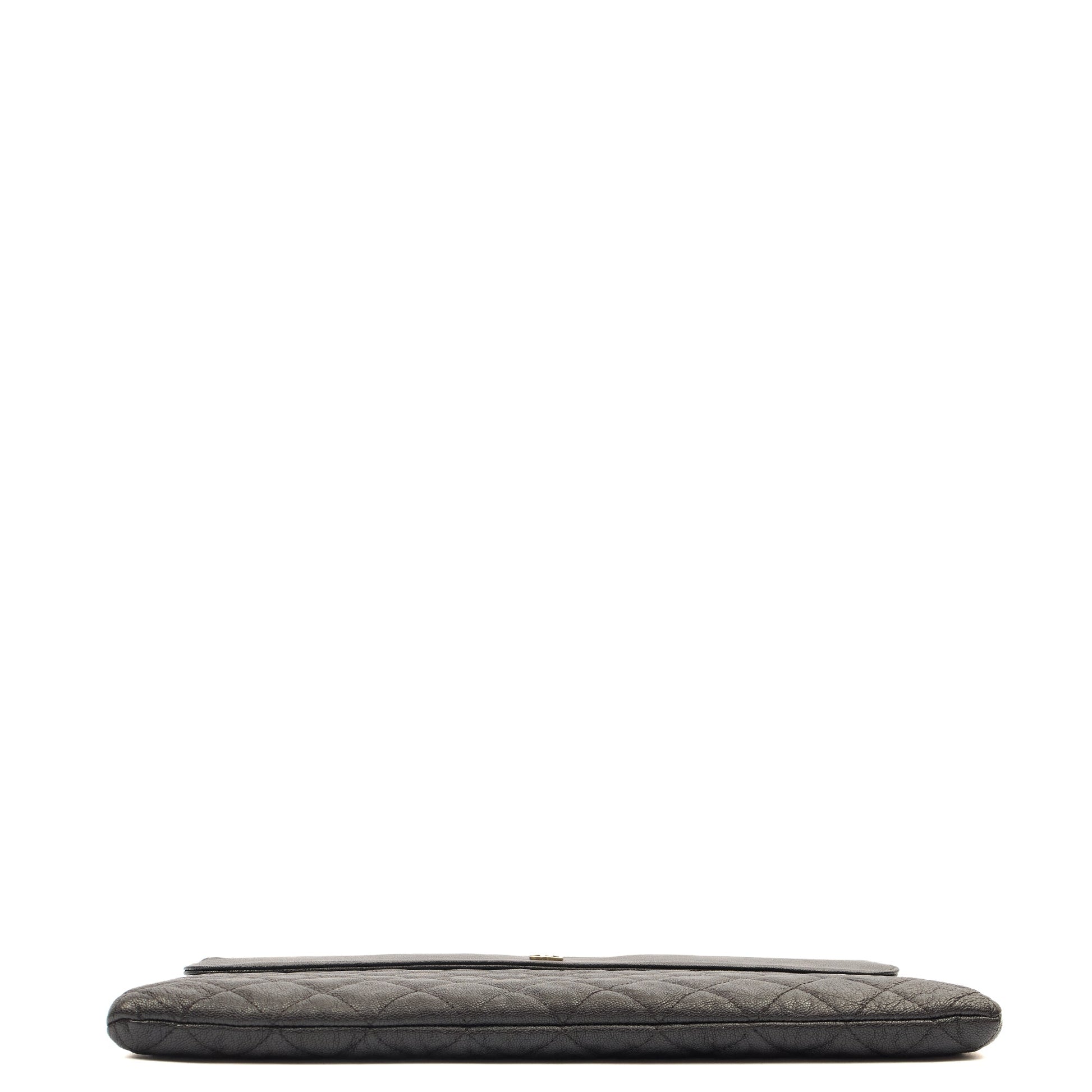 Chanel Clutch Pouch in Black, Caviar Leather — Top View