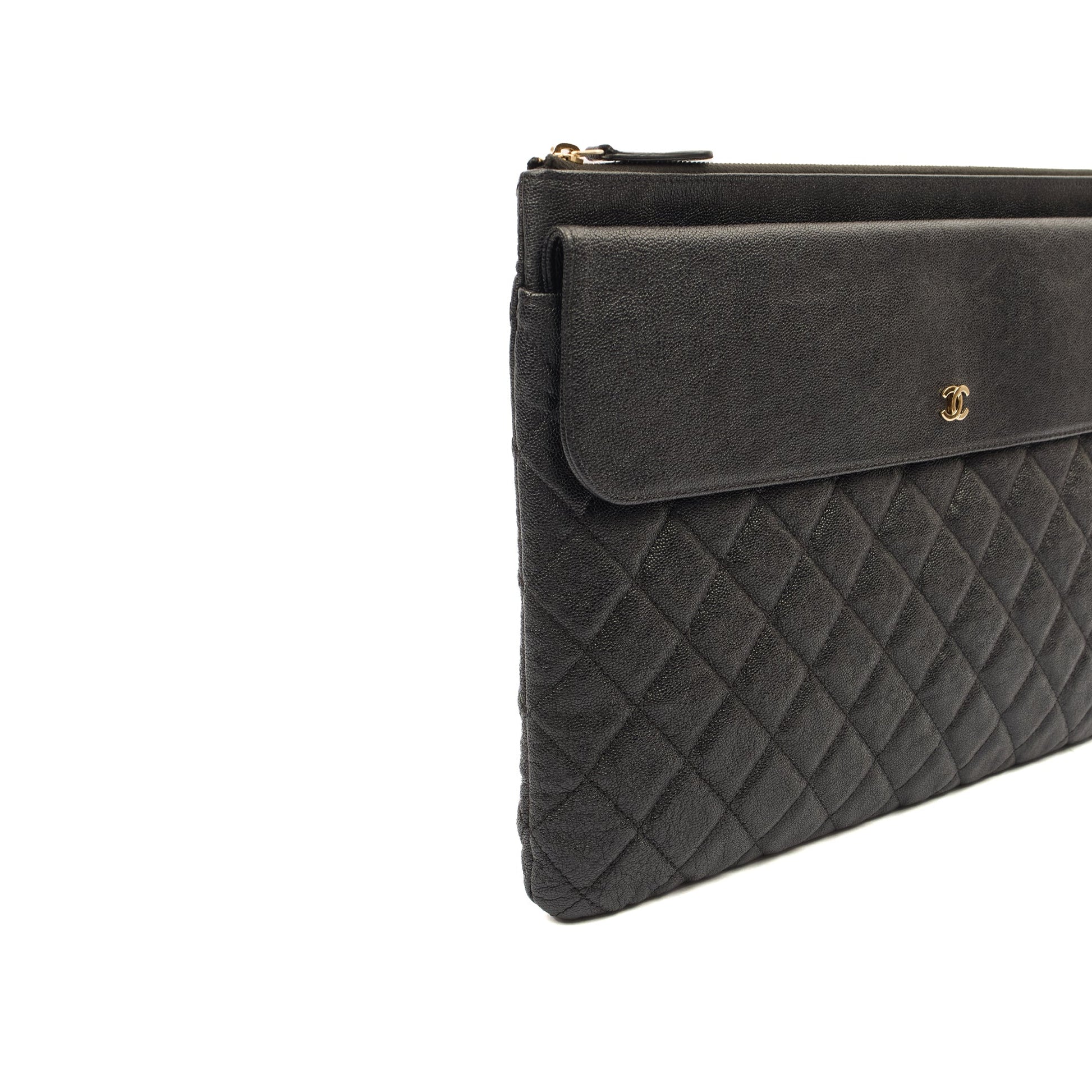 Chanel Clutch Pouch in Black, Caviar Leather — Alternate View 7