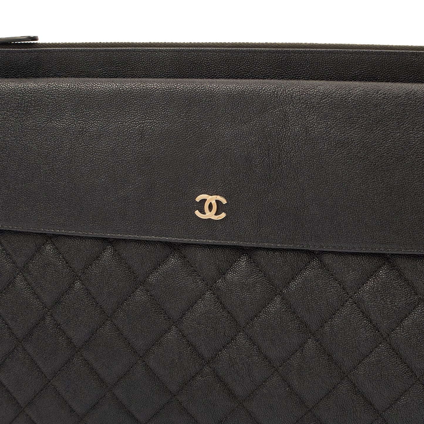 Chanel Clutch Pouch in Black, Caviar Leather — Lifestyle View