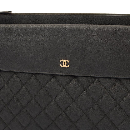 Chanel Clutch Pouch in Black, Caviar Leather — Lifestyle View