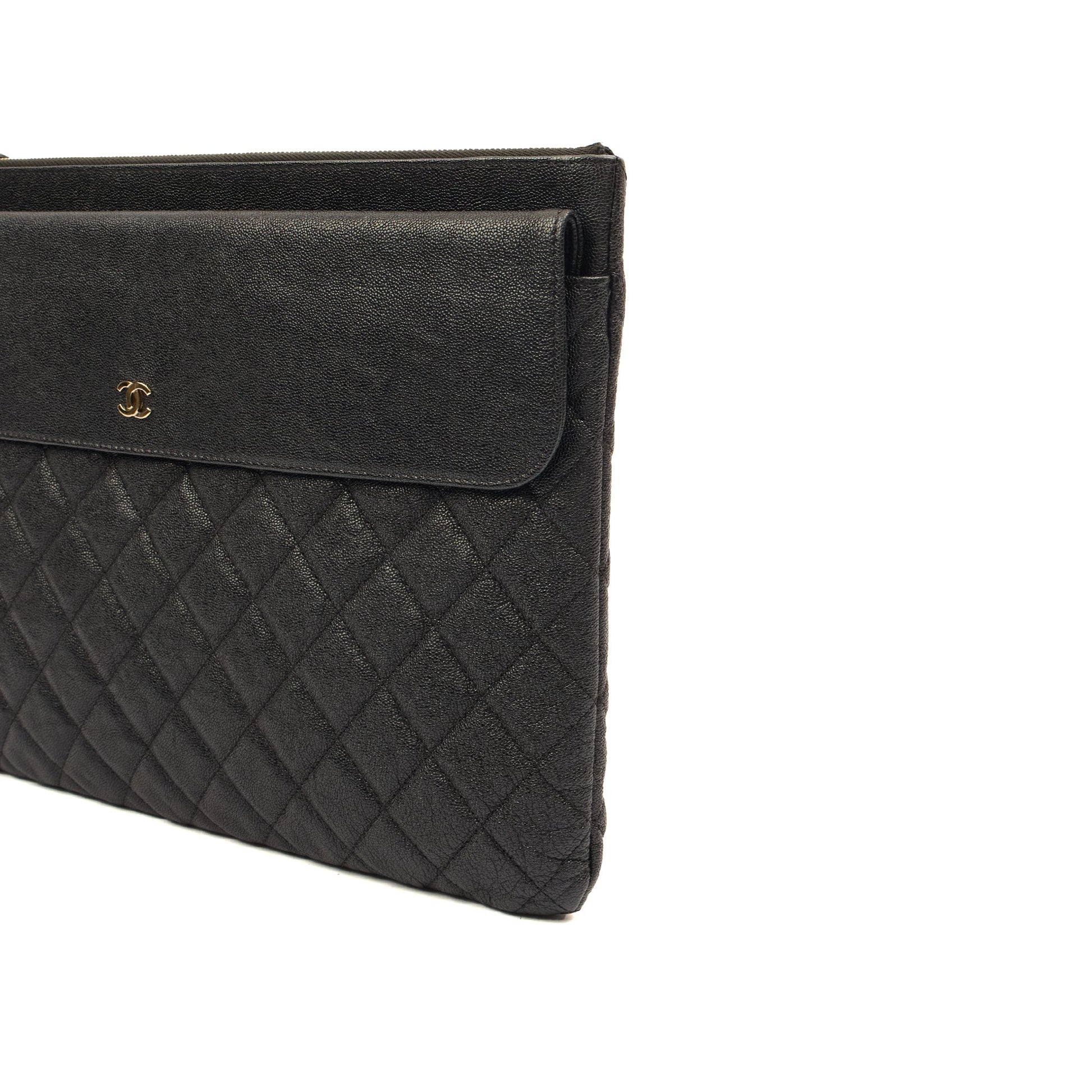 Chanel Clutch Pouch in Black, Caviar Leather — Alternate View 13
