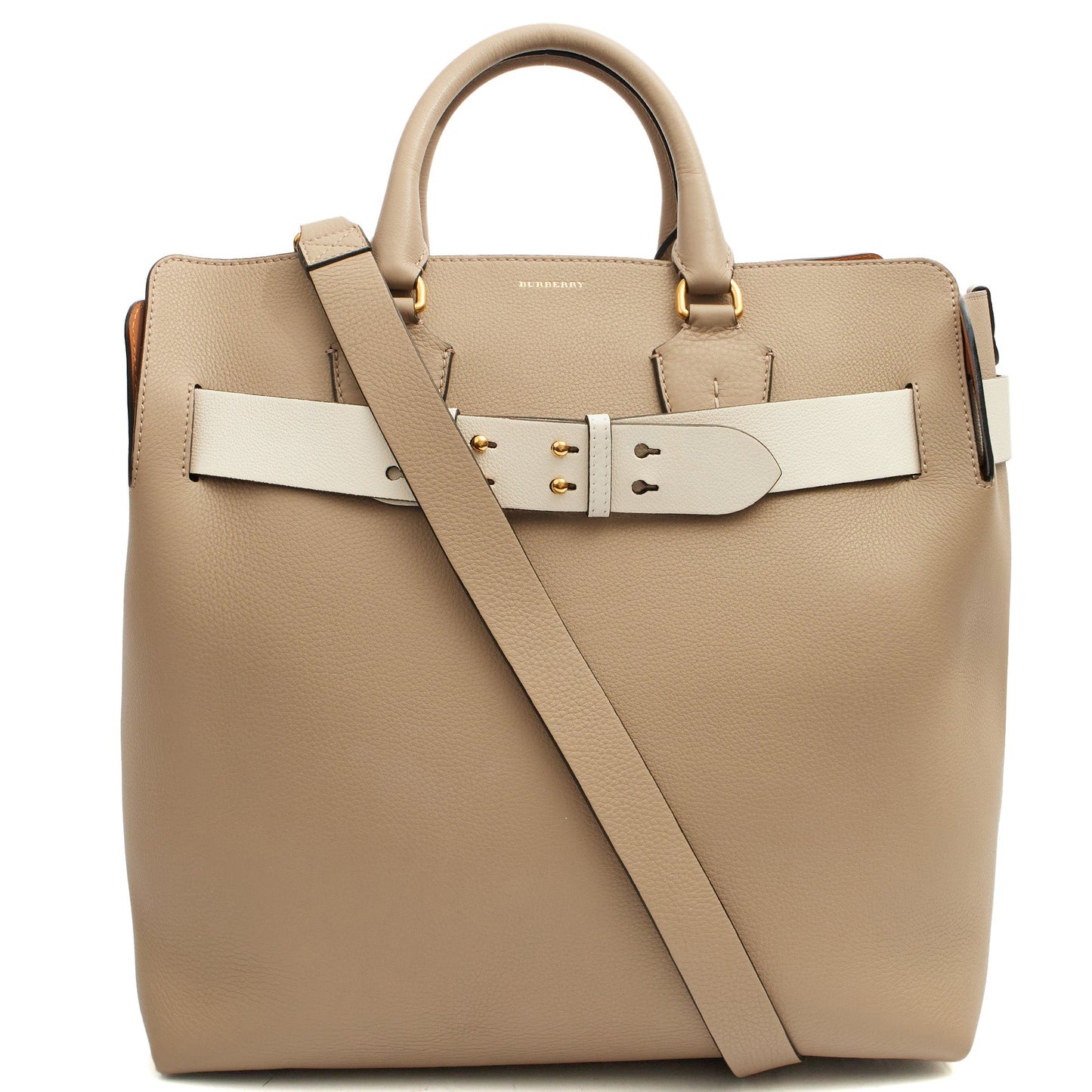 Burberry Tote Belt Bag - Large in Grey, Leather — Front View