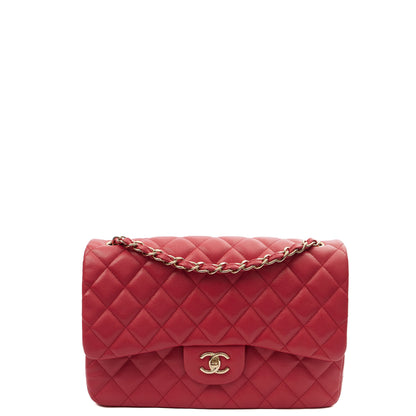 Chanel Shoulder Bag Classic Double Flap - Large in Pink, Caviar Leather — Front View