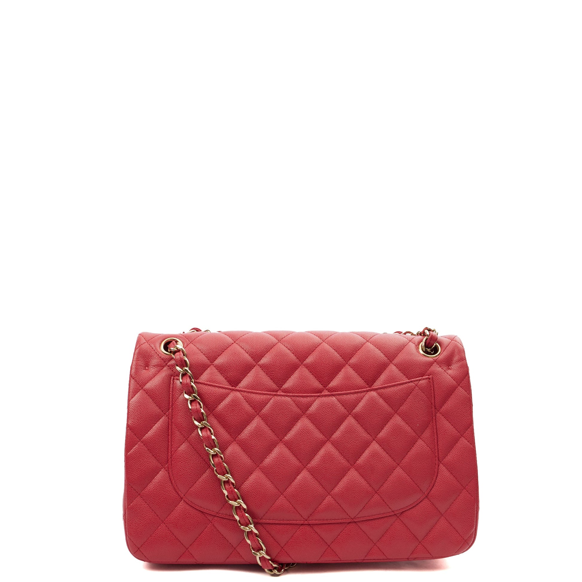 Chanel Shoulder Bag Classic Double Flap - Large in Pink, Caviar Leather — Back View