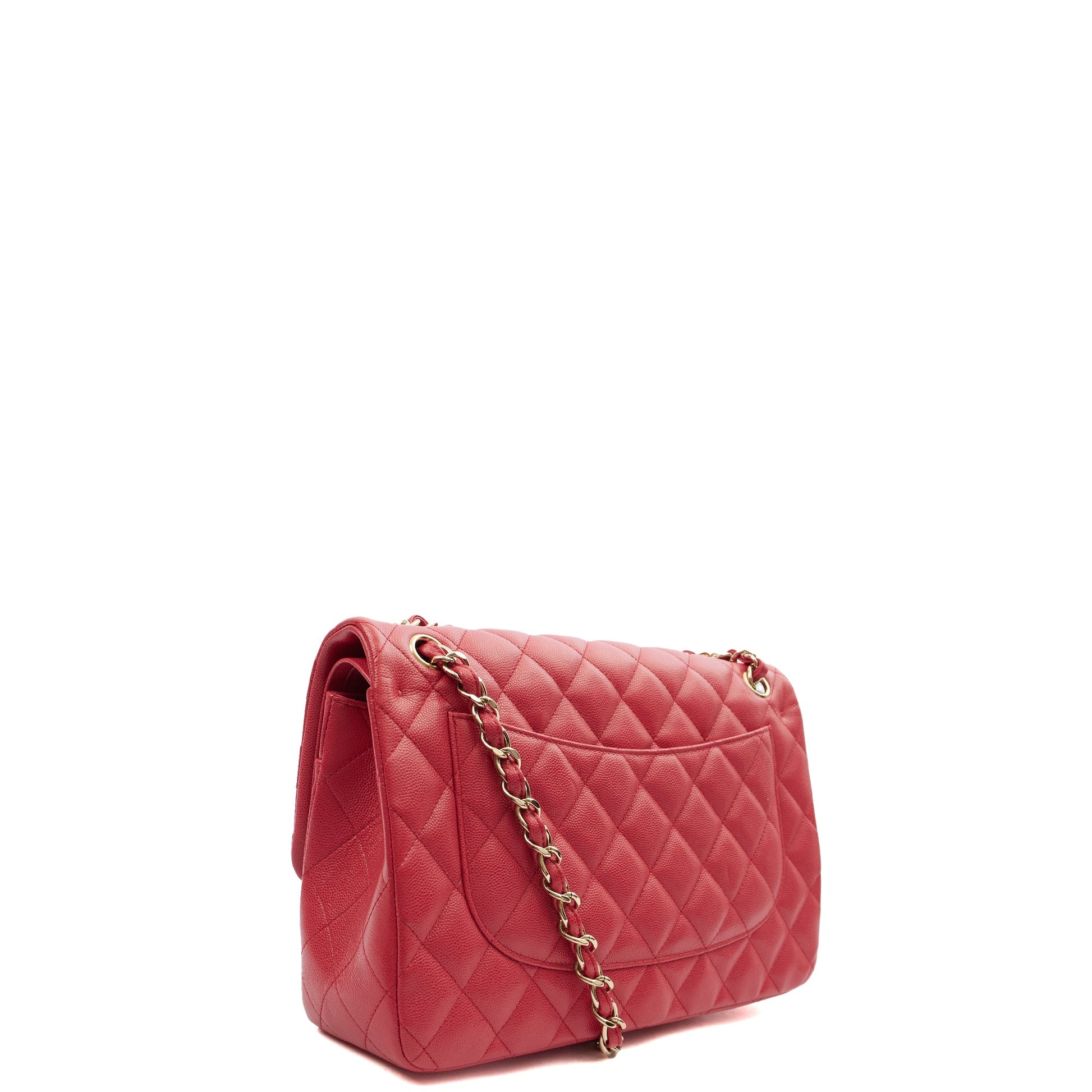 Chanel Shoulder Bag Classic Double Flap - Large in Pink, Caviar Leather — Alternate View 12