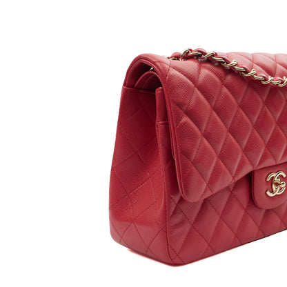 Chanel Shoulder Bag Classic Double Flap - Large in Pink, Caviar Leather — Alternate View 7
