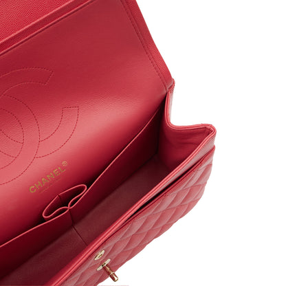 Chanel Shoulder Bag Classic Double Flap - Large in Pink, Caviar Leather — Alternate View 9