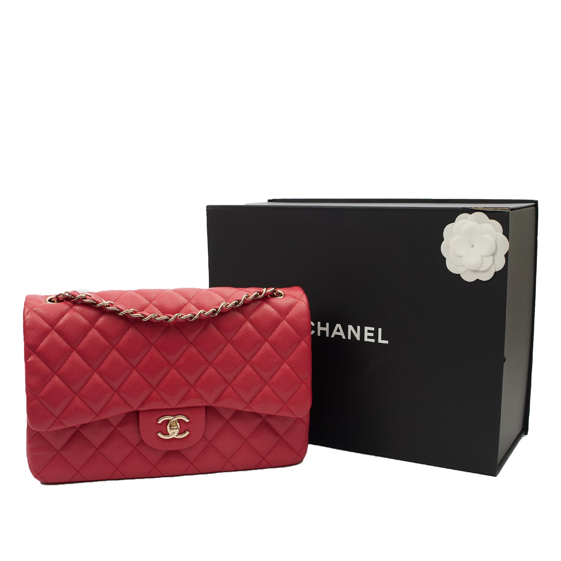 Chanel Shoulder Bag Classic Double Flap - Large in Pink, Caviar Leather — Alternate View 10