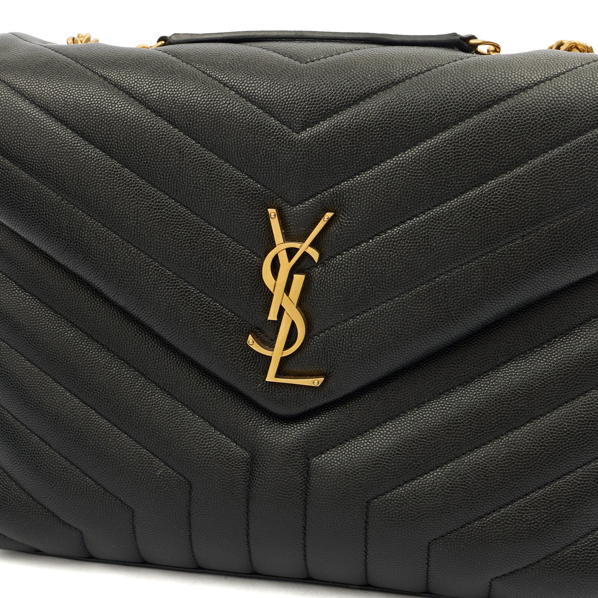 Saint Laurent Shoulder Bag Lou Lou - Medium in Black, Leather — Side View