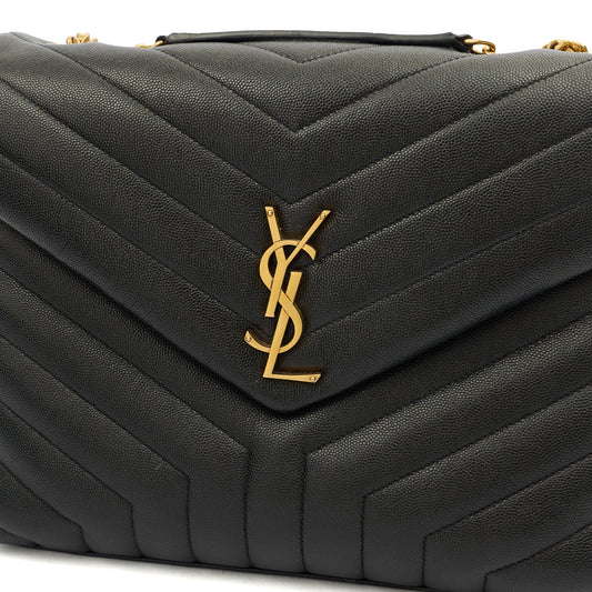 Saint Laurent Shoulder Bag Lou Lou - Medium in Black, Leather — Side View