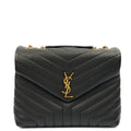 Saint Laurent Shoulder Bag Lou Lou - Medium in Black, Leather — Front View