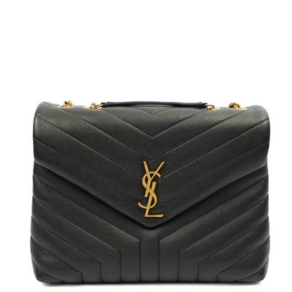 Saint Laurent Shoulder Bag Lou Lou - Medium in Black, Leather — Front View