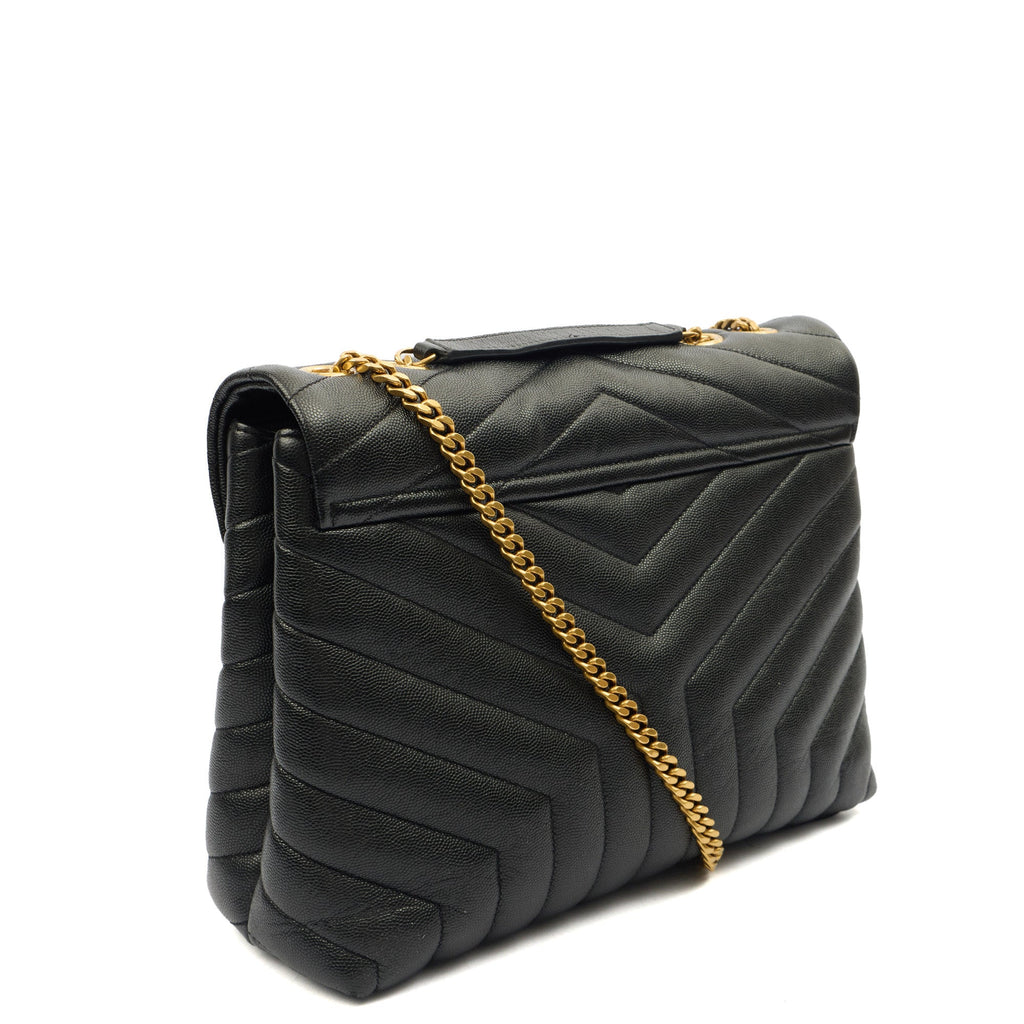 Saint Laurent Shoulder Bag Lou Lou - Medium in Black, Leather — Back View