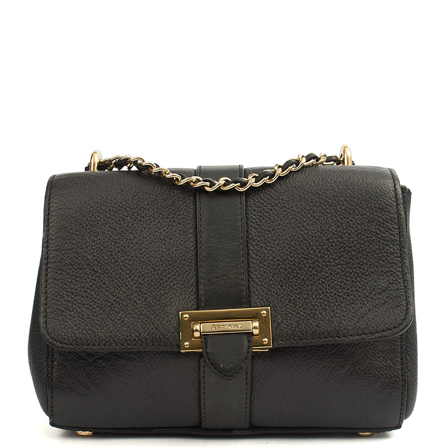 Aspinal of London Cross Body Lottie in Black, Leather — Front View