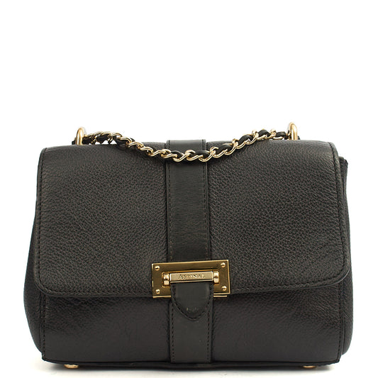 Aspinal of London Cross Body Lottie in Black, Leather — Front View