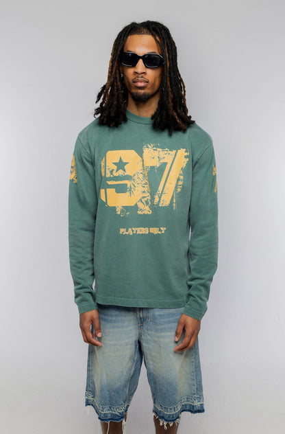 PLAYERS ONLY WASHED FORREST GREEN DISTRESSED 97 JERSEY LONG SLEEVE — Small — Side View