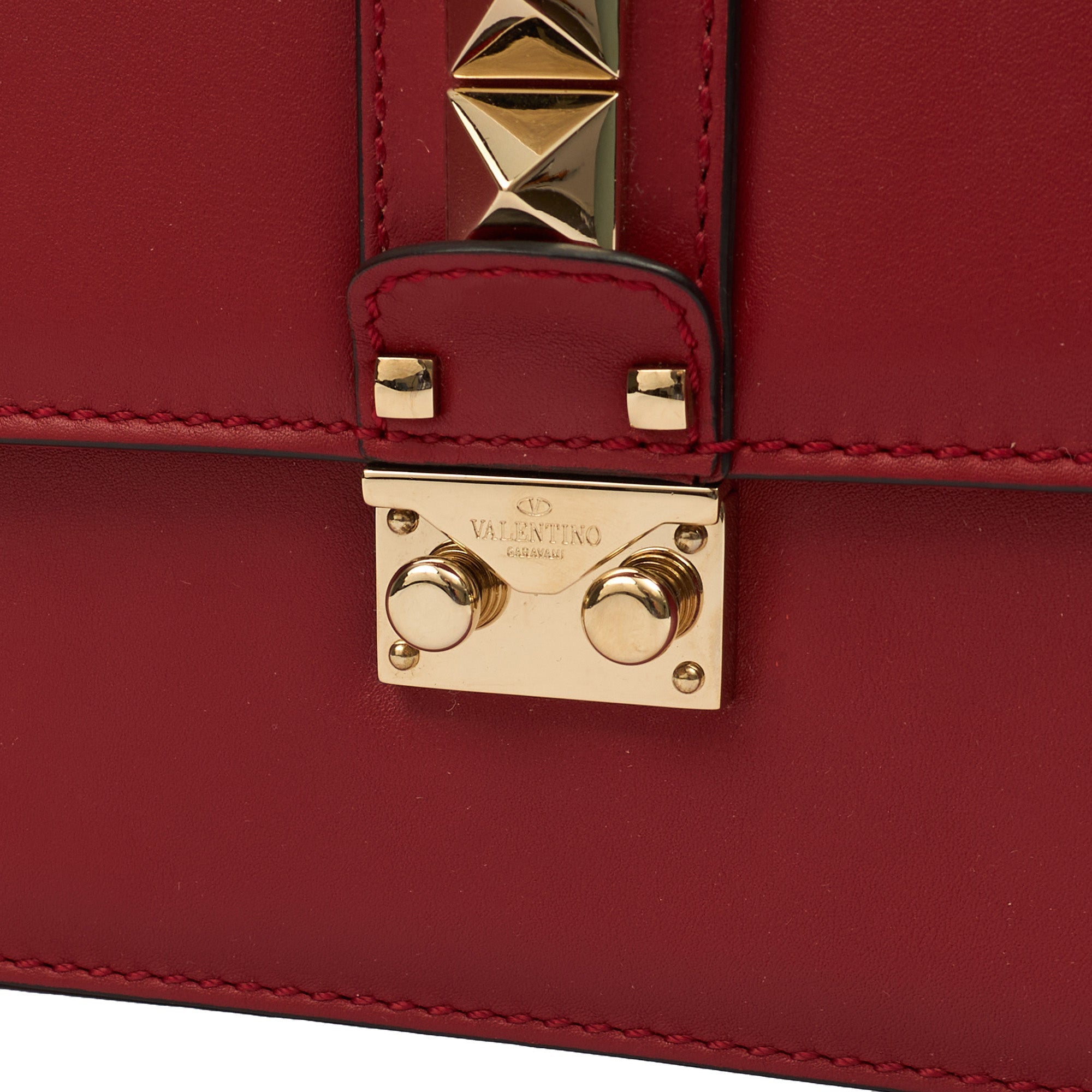 Valentino Shoulder Bag Glam Lock - Small in Red, Calfskin — Lifestyle View