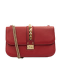 Valentino Shoulder Bag Glam Lock - Small in Red, Calfskin — Front View
