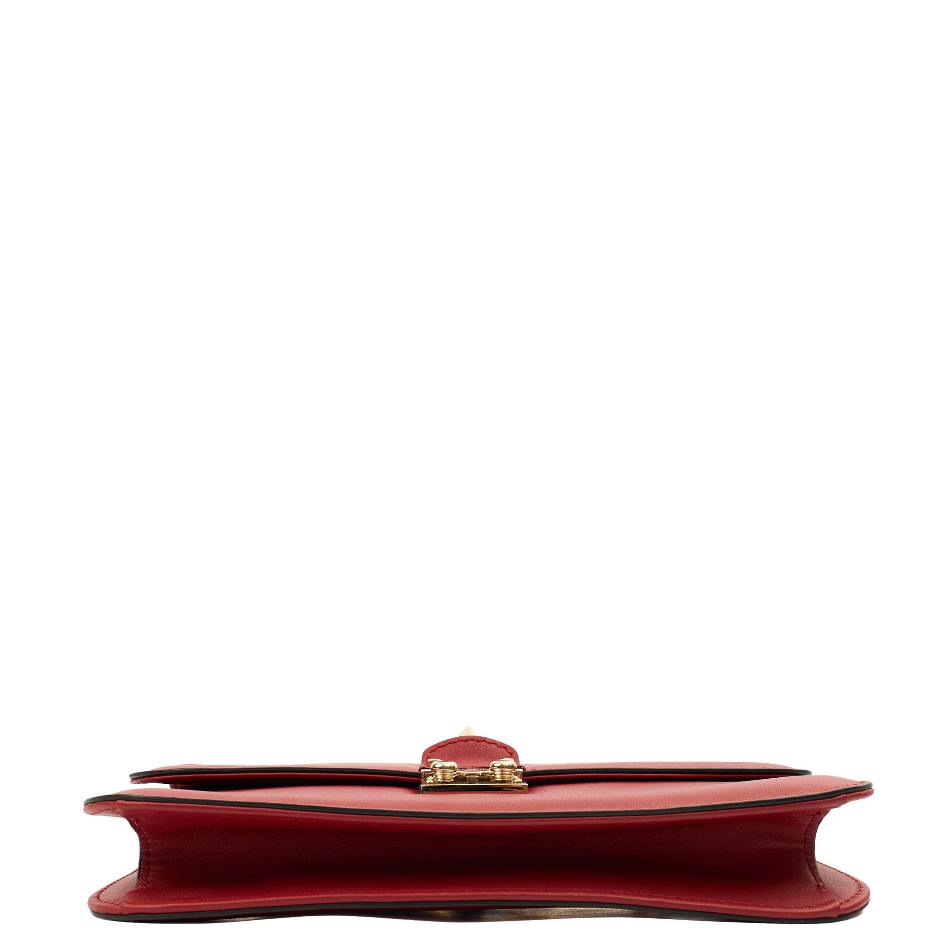 Valentino Shoulder Bag Glam Lock - Small in Red, Calfskin — Detail View