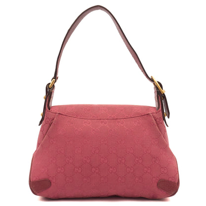 Gucci Shoulder Bag Horsebit Chain Shoulder Bag in Pink, GG Canvas — Detail View