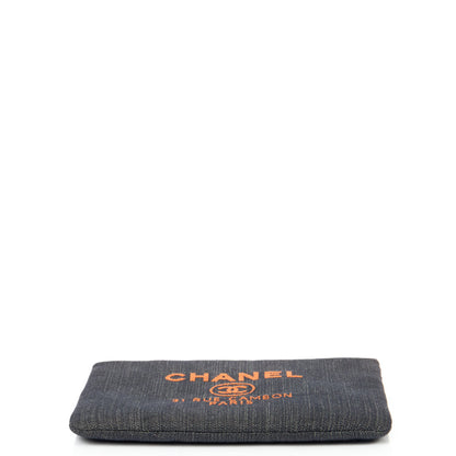 Chanel Clutch Pouch in Navy, Fabric — Detail View