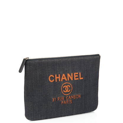 Chanel Clutch Pouch in Navy, Fabric — Alternate View 11