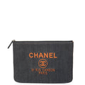 Chanel Clutch Pouch in Navy, Fabric — Front View