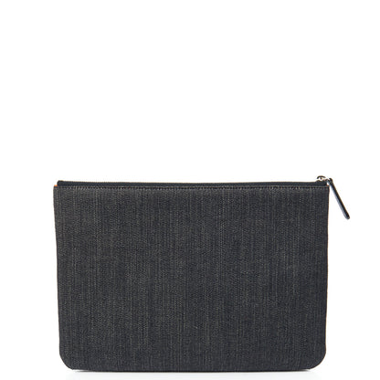 Chanel Clutch Pouch in Navy, Fabric — Top View