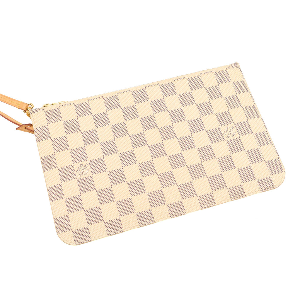 Louis Vuitton Tote Neverfull MM in Damier Azur, Canvas — Detail View