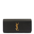 Saint Laurent Clutch Kate Clutch in Black, Calfskin Leather — Front View