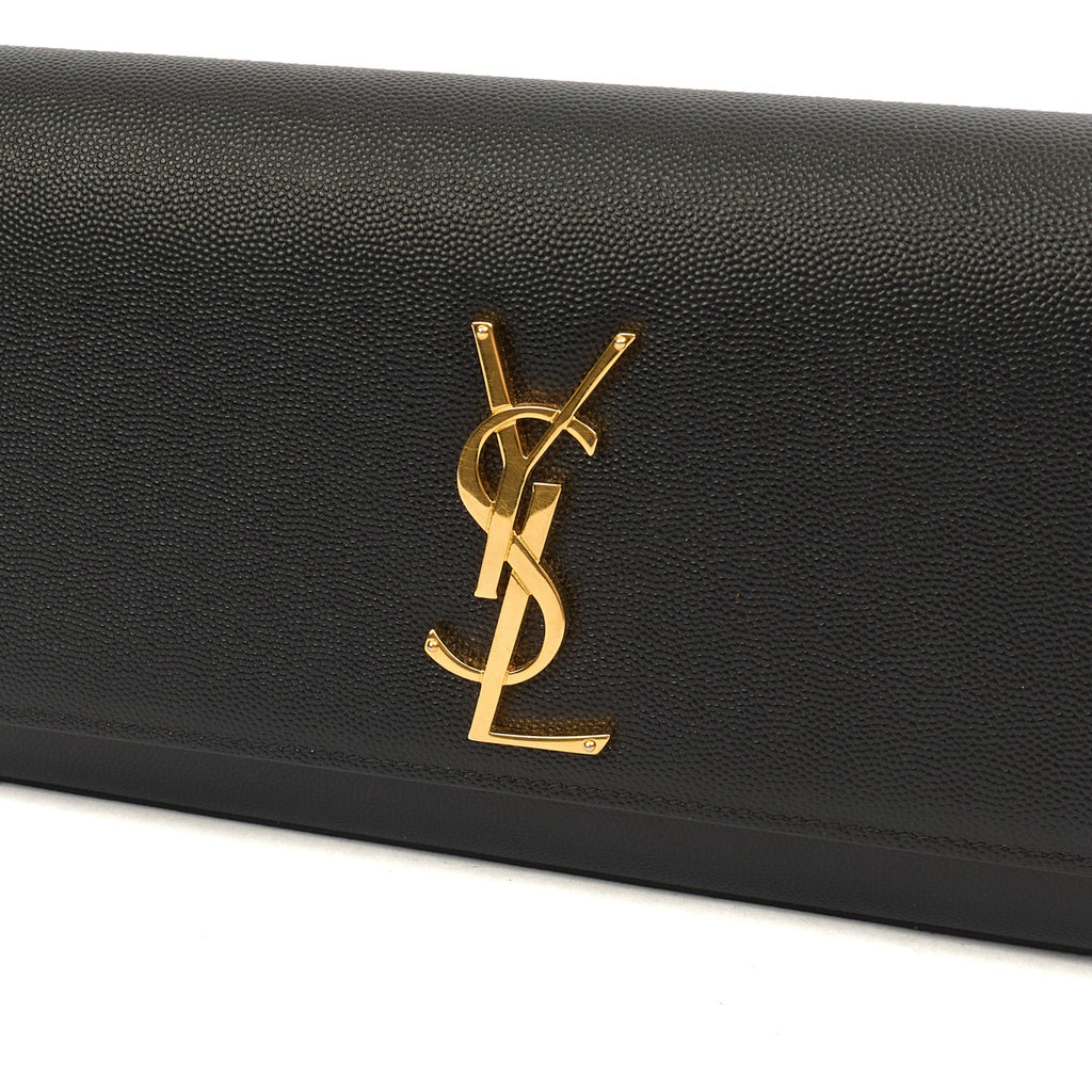 Saint Laurent Clutch Kate Clutch in Black, Calfskin Leather — Side View