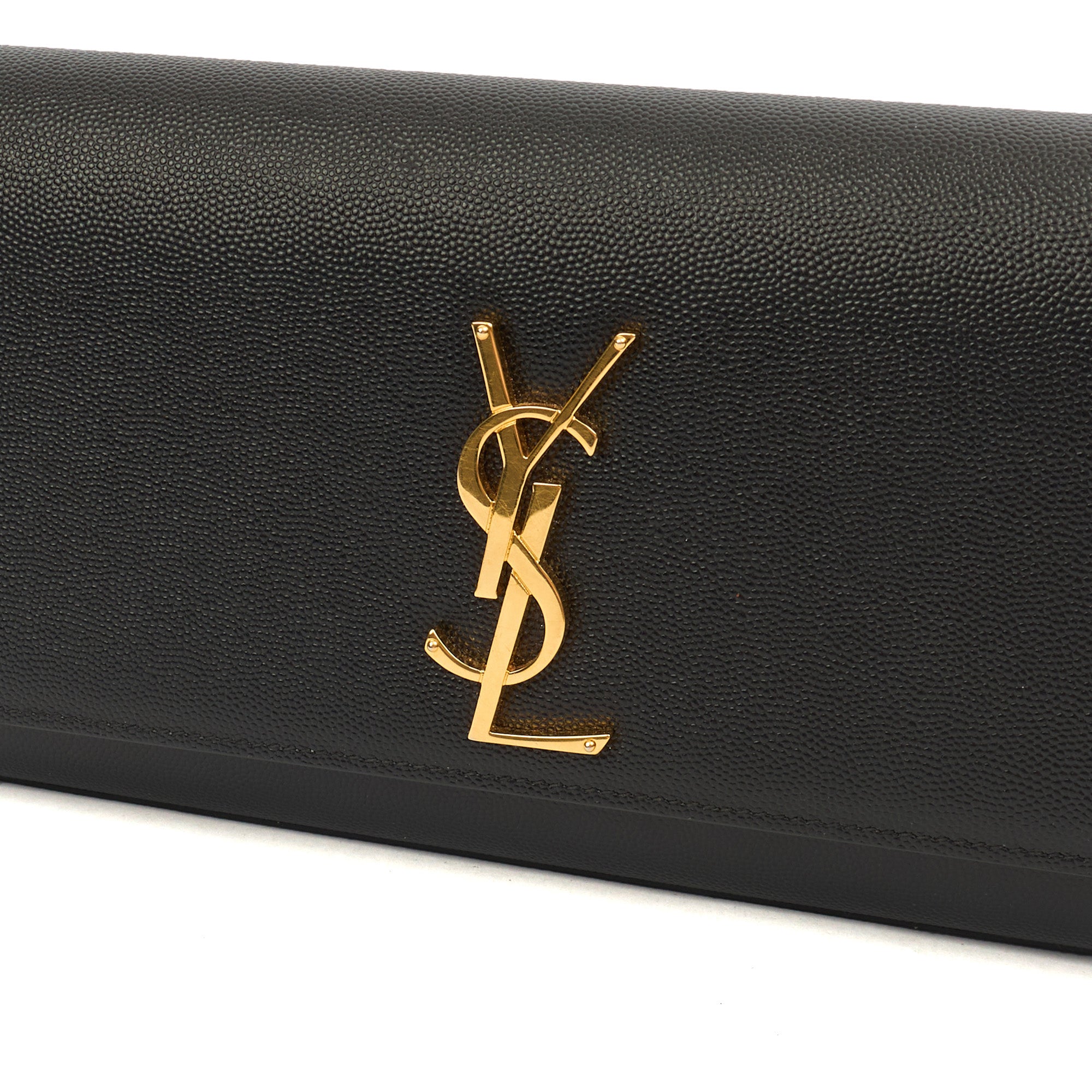 Saint Laurent Clutch Kate Clutch in Black, Calfskin Leather — Side View