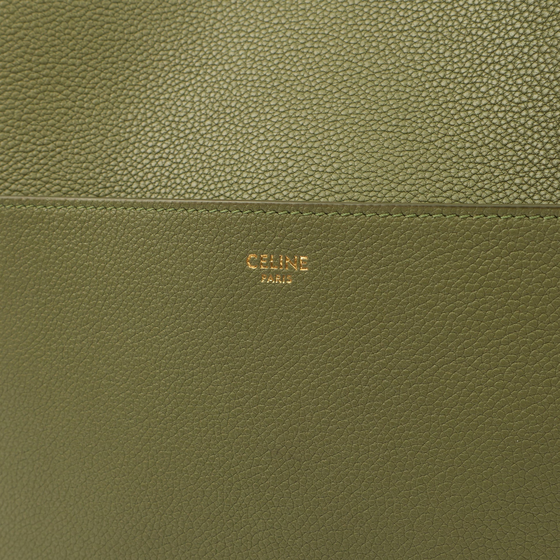 Celine Tote Sangle Seau in Green, Box Calfskin — Lifestyle View