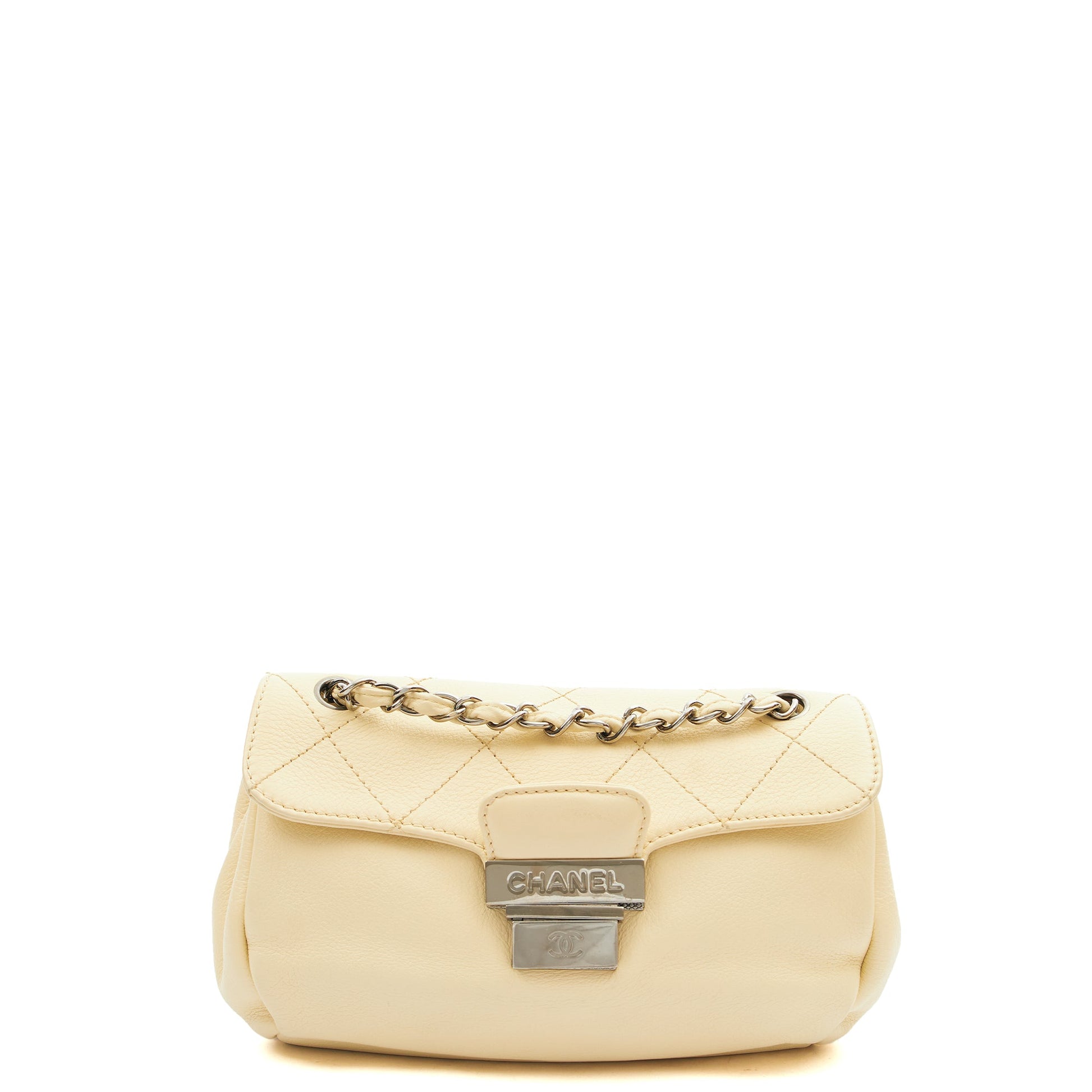 Chanel Shoulder Bag Shoulder Bag in Cream, Calfskin Leather — Front View