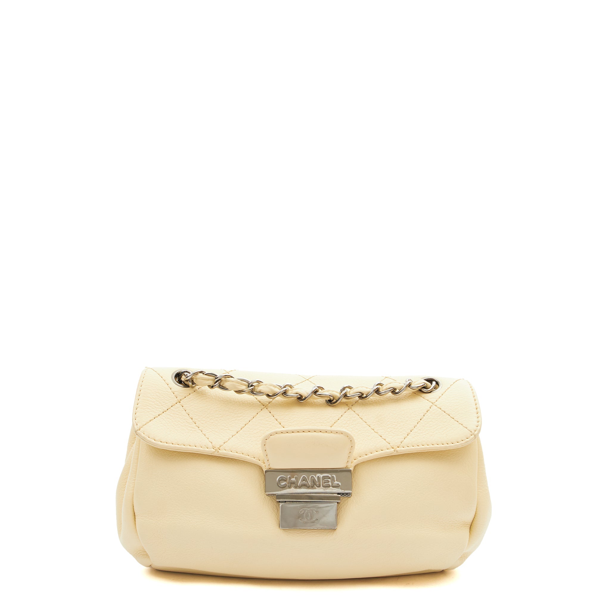 Chanel Shoulder Bag Shoulder Bag in Cream, Calfskin Leather — Alternate View 9