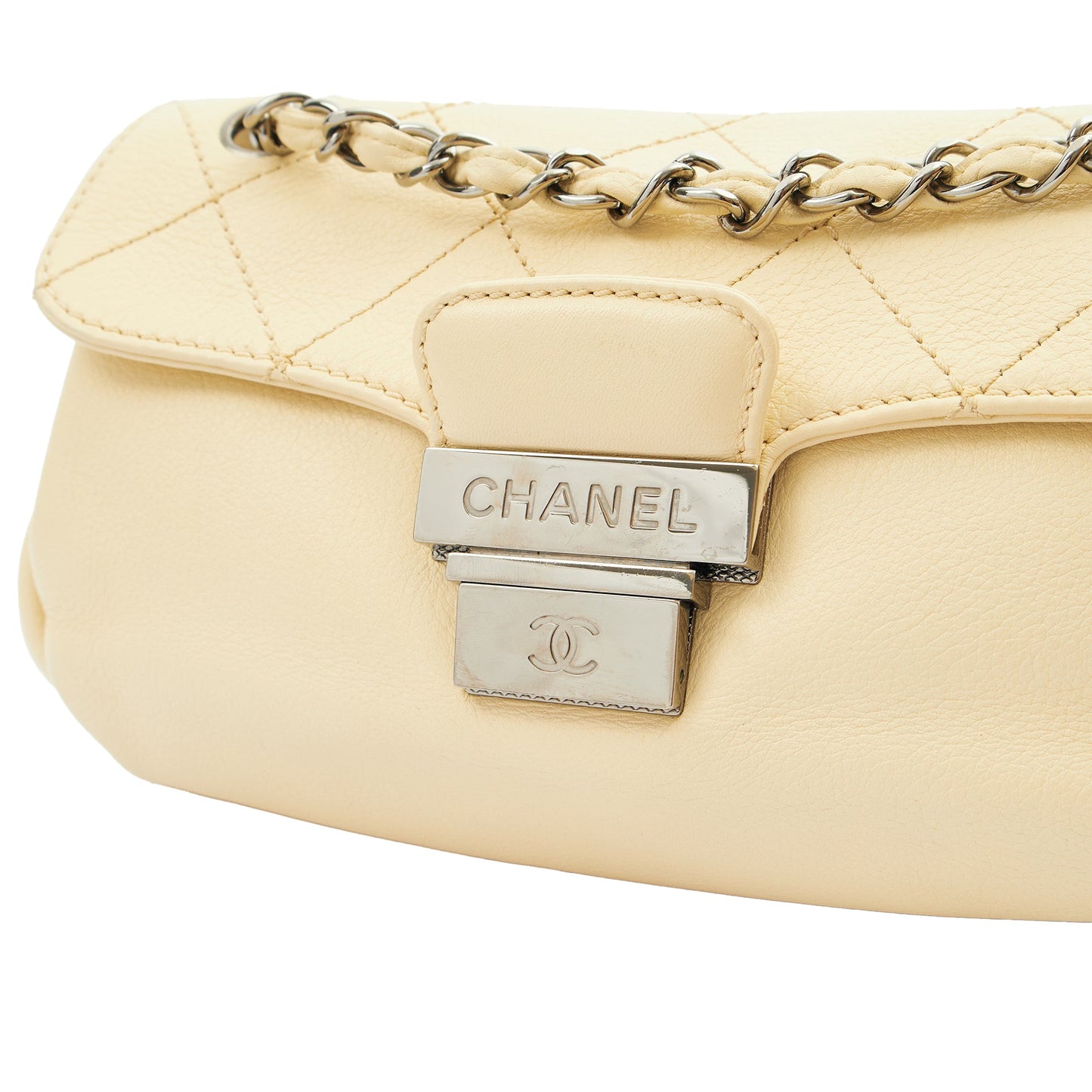 Chanel Shoulder Bag Shoulder Bag in Cream, Calfskin Leather — Lifestyle View