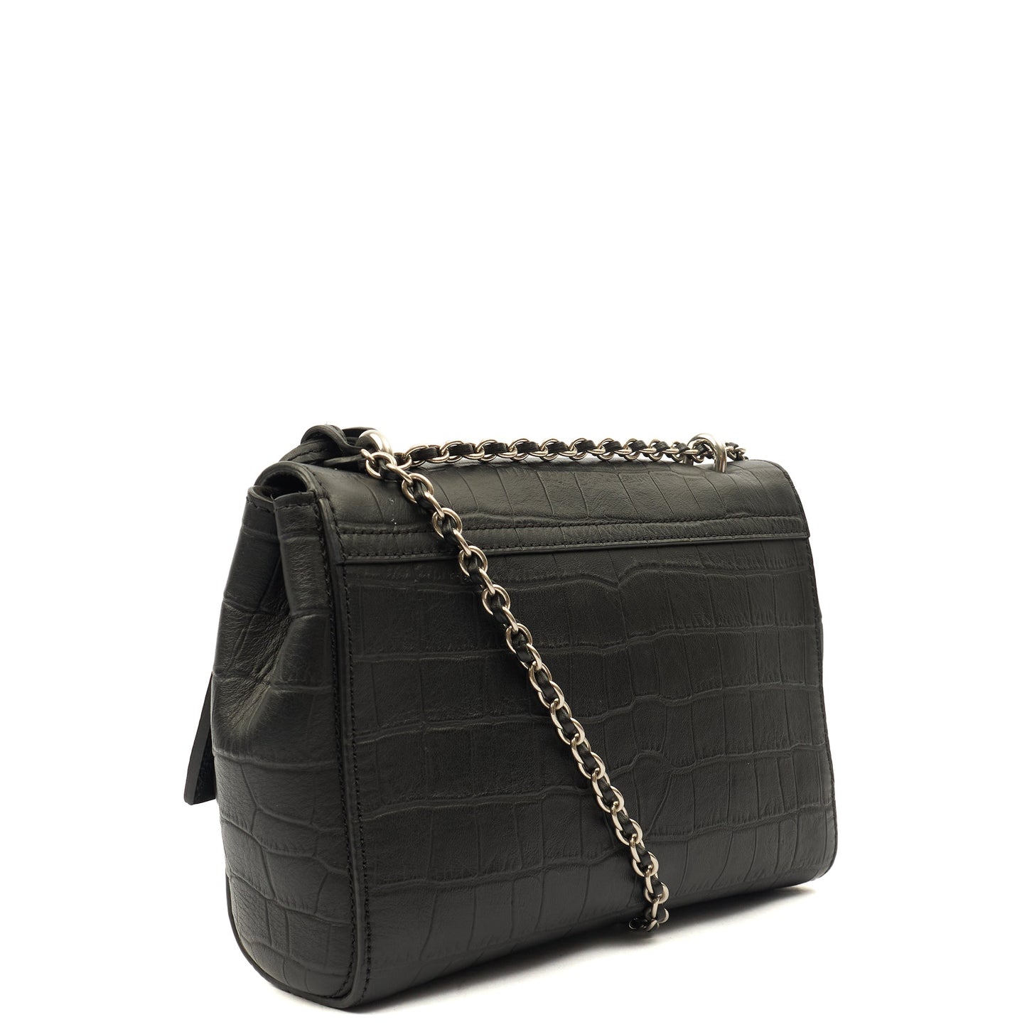 Mulberry Cross Body Lily in Black, Exotic Effect Leather — Back View