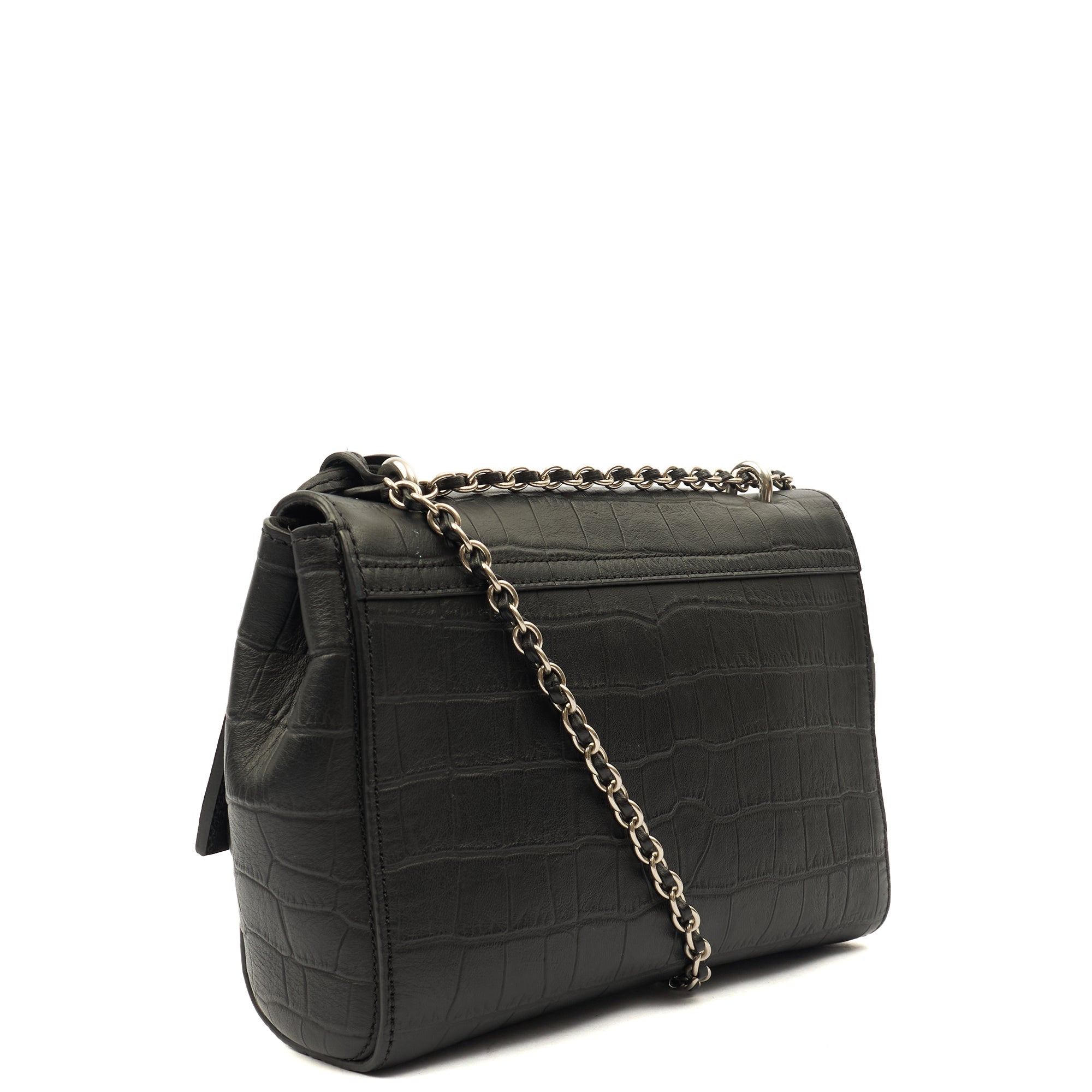 Mulberry Cross Body Lily in Black, Exotic Effect Leather — Back View