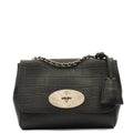 Mulberry Cross Body Lily in Black, Exotic Effect Leather — Front View