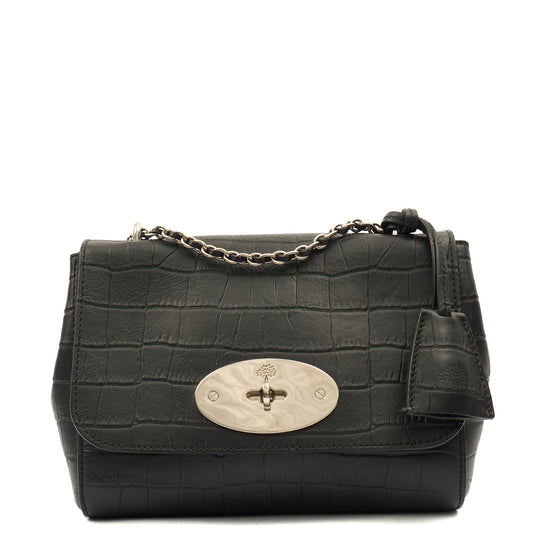 Mulberry Cross Body Lily in Black, Exotic Effect Leather — Front View
