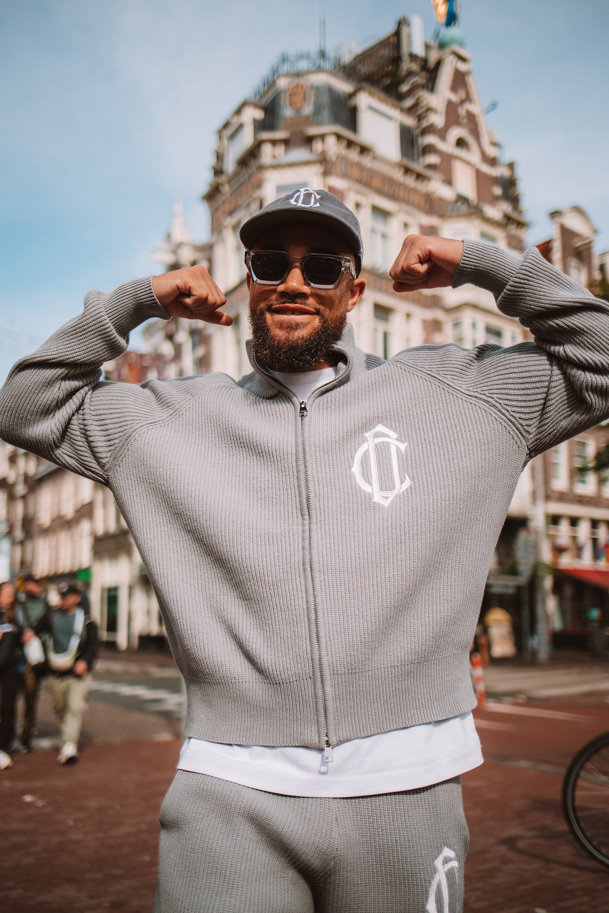 Cardair CD Emblem Knit Track Top - Grey — S — Back View