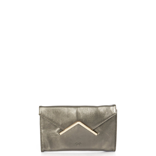 Anya Hindmarch Clutch in Metallic, Leather — Front View