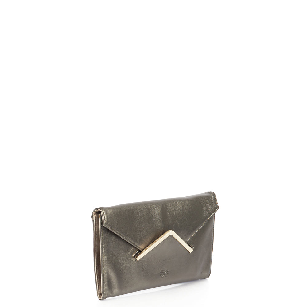 Anya Hindmarch Clutch in Metallic, Leather — Side View