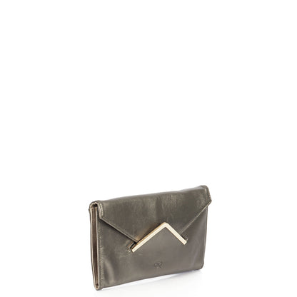 Anya Hindmarch Clutch in Metallic, Leather — Side View