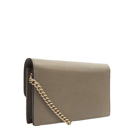 Gucci Cross Body Dollar Interlocking GG Wallet On Chain in Grey, Leather — Back View