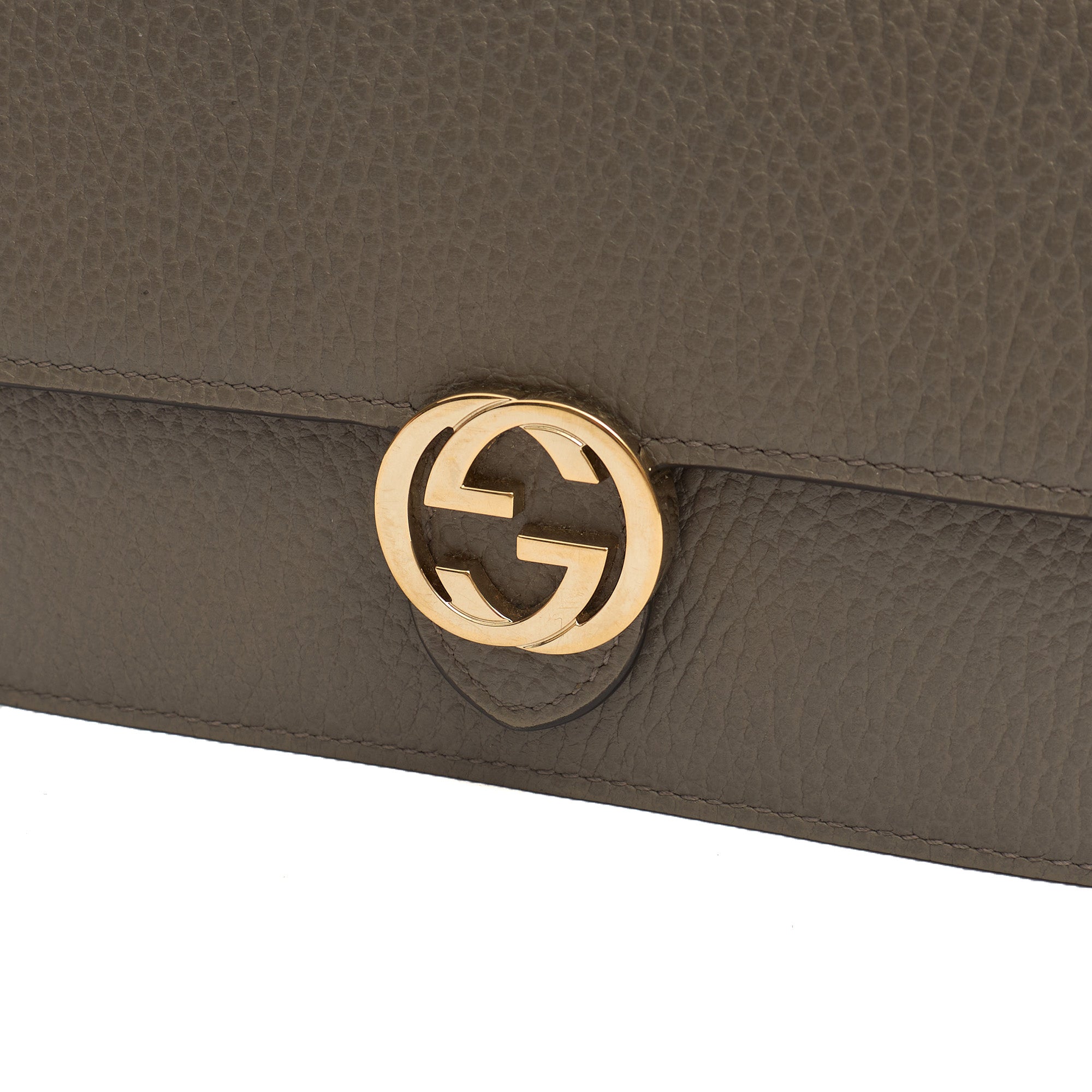 Gucci Cross Body Dollar Interlocking GG Wallet On Chain in Grey, Leather — Alternate View 7