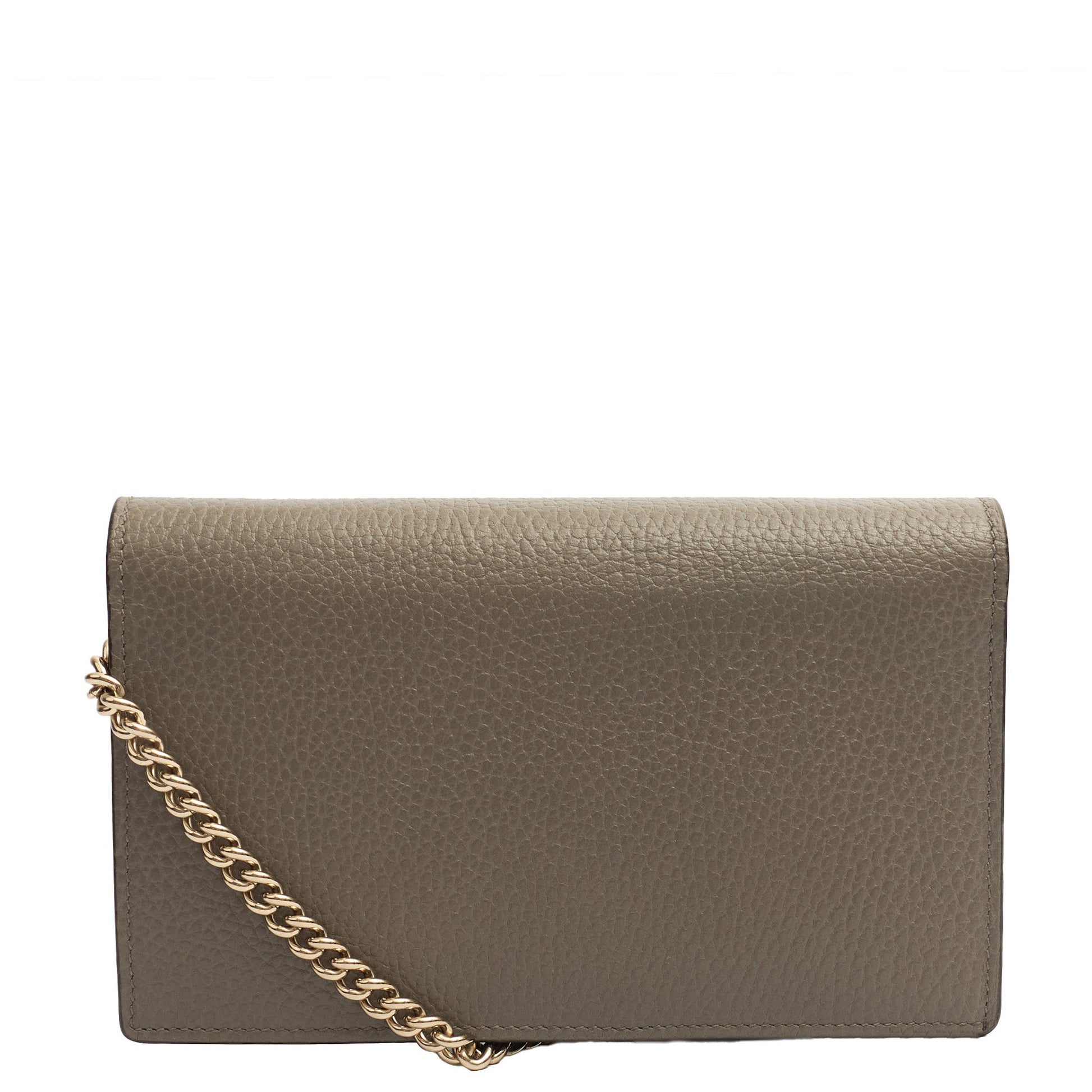 Gucci Cross Body Dollar Interlocking GG Wallet On Chain in Grey, Leather — Top View