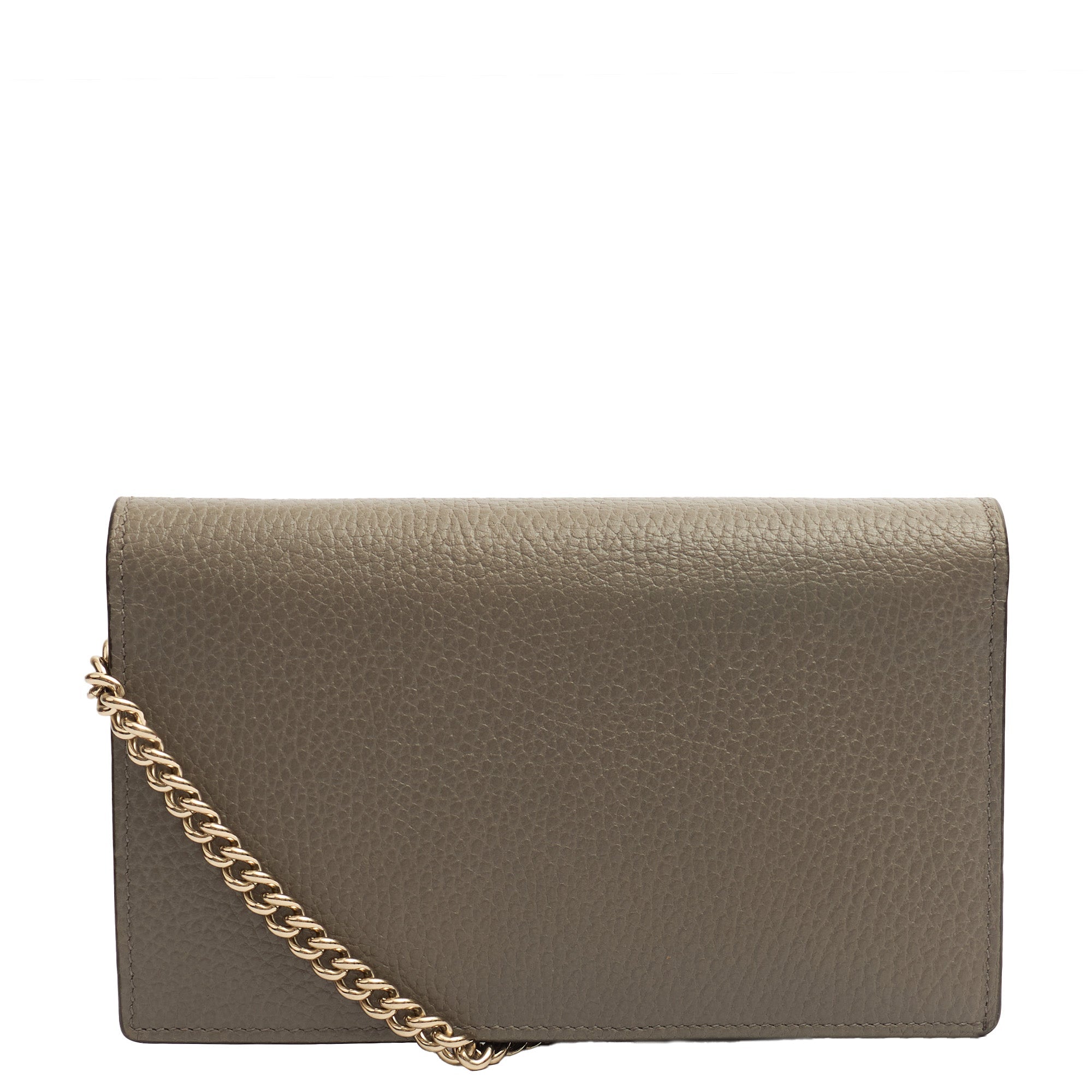 Gucci Cross Body Dollar Interlocking GG Wallet On Chain in Grey, Leather — Top View
